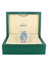 Womens Diamond Iced Out Rolex Datejust 41 | 25 Carats Of Diamonds | Abalone Mother of Pearl Dial | Two Row | Oyster Band