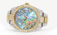 Diamond Iced Out Rolex Datejust 41 | 25 Carats Of Diamonds | Abalone Mother Of Pearl Dial | Two Tone | Two Row | Oyster Band