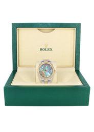 Diamond Iced Out Rolex Datejust 41 | 25 Carats Of Diamonds | Abalone Mother Of Pearl Dial | Two Tone | Two Row | Oyster Band