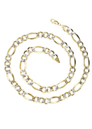 Gold Chain - Mens Diamond Cut Semi Solid Figaro Chain 10K/14K Gold