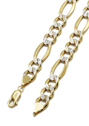 Gold Chain - Mens Diamond Cut Semi Solid Figaro Chain 10K/14K Gold