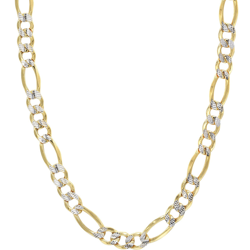 Gold Chain - Mens Diamond Cut Semi Solid Figaro Chain 10K/14K Gold