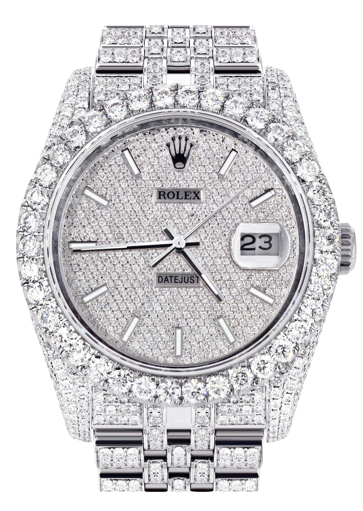 Iced Out Rolex Datejust 36 MM | Stainless Steel | 16.5 Carats of Diamonds | Full Diamond Diamond Dial | Jubilee Band