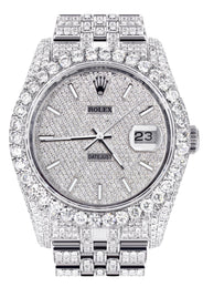 Iced Out Rolex Datejust 36 MM | Stainless Steel | 16.5 Carats of Diamonds | Full Diamond Diamond Dial | Jubilee Band