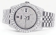 Iced Out Rolex Datejust 36 MM | Stainless Steel | 16.5 Carats of Diamonds | Full Diamond Diamond Dial | Jubilee Band