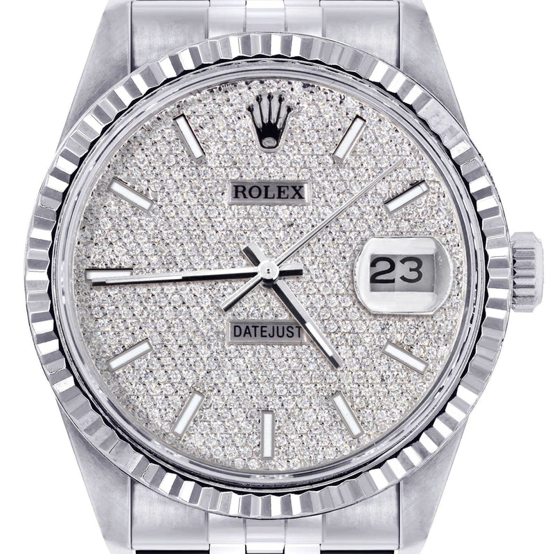 Mens Rolex Datejust Watch 16200 | Fluted Bezel | 36Mm | Diamond Dial | Jubilee Band