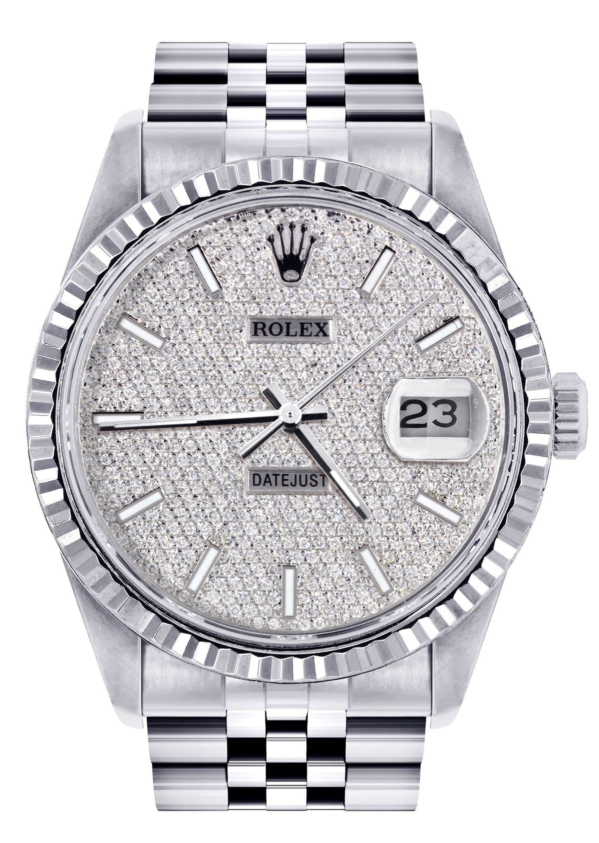 Mens Rolex Datejust Watch 16200 | Fluted Bezel | 36Mm | Diamond Dial | Jubilee Band