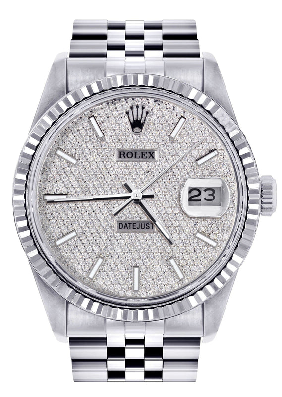 Mens Rolex Datejust Watch 16200 | Fluted Bezel | 36Mm | Diamond Dial | Jubilee Band