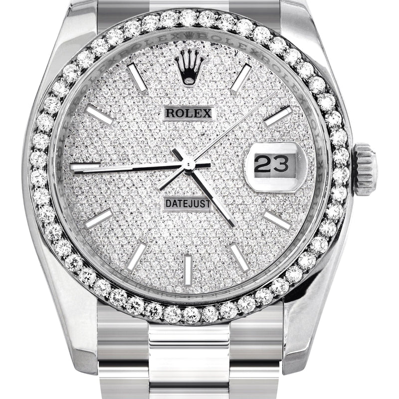 116200 | Rolex Datejust Watch | 36Mm | Full Diamond Dial | Oyster Band