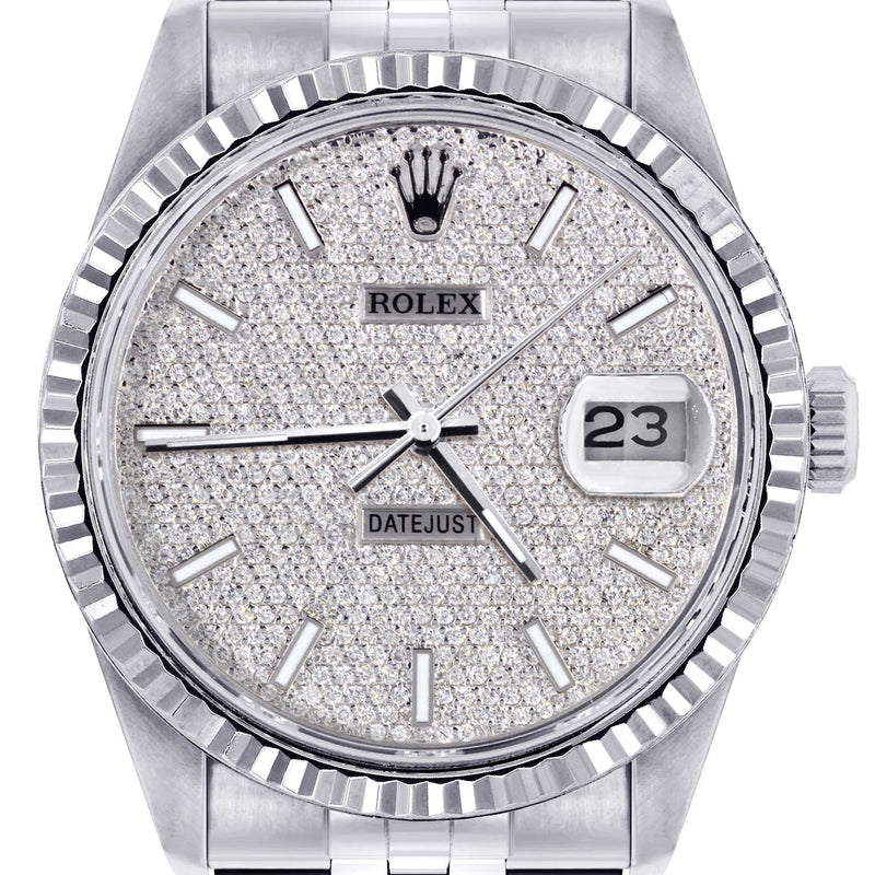 Womens Rolex Datejust Watch 16200 | Fluted Bezel | 36Mm | Diamond Dial | Fluted Bezel | Jubilee Band