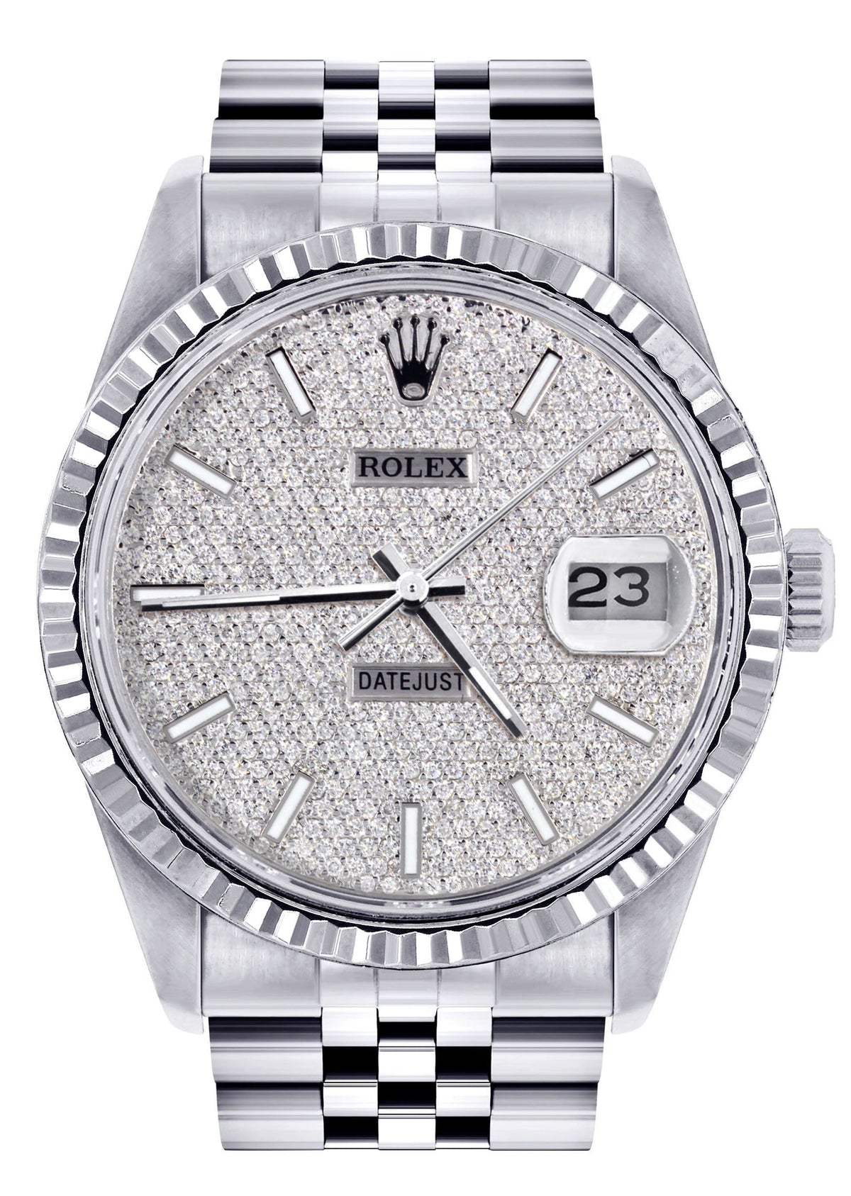 Womens Rolex Datejust Watch 16200 | Fluted Bezel | 36Mm | Diamond Dial | Fluted Bezel | Jubilee Band