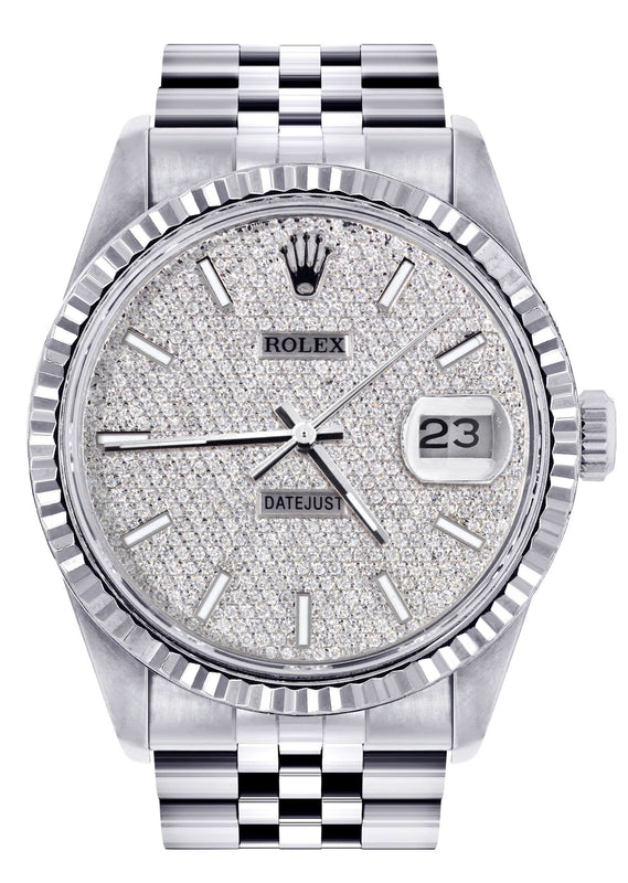 Womens Rolex Datejust Watch 16200 | Fluted Bezel | 36Mm | Diamond Dial | Fluted Bezel | Jubilee Band
