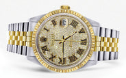 Mens Rolex Datejust Watch | 16233 | 36Mm | Diamond Gold Roman Numeral | Jubilee Band