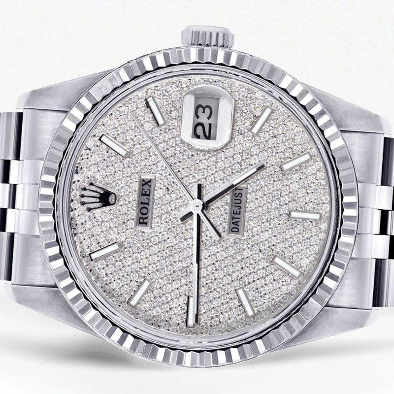 Womens Rolex Datejust Watch 16200 | Fluted Bezel | 36Mm | Diamond Dial | Fluted Bezel | Jubilee Band