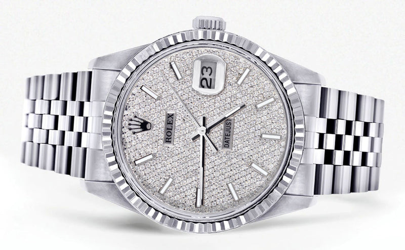 Womens Rolex Datejust Watch 16200 | Fluted Bezel | 36Mm | Diamond Dial | Fluted Bezel | Jubilee Band