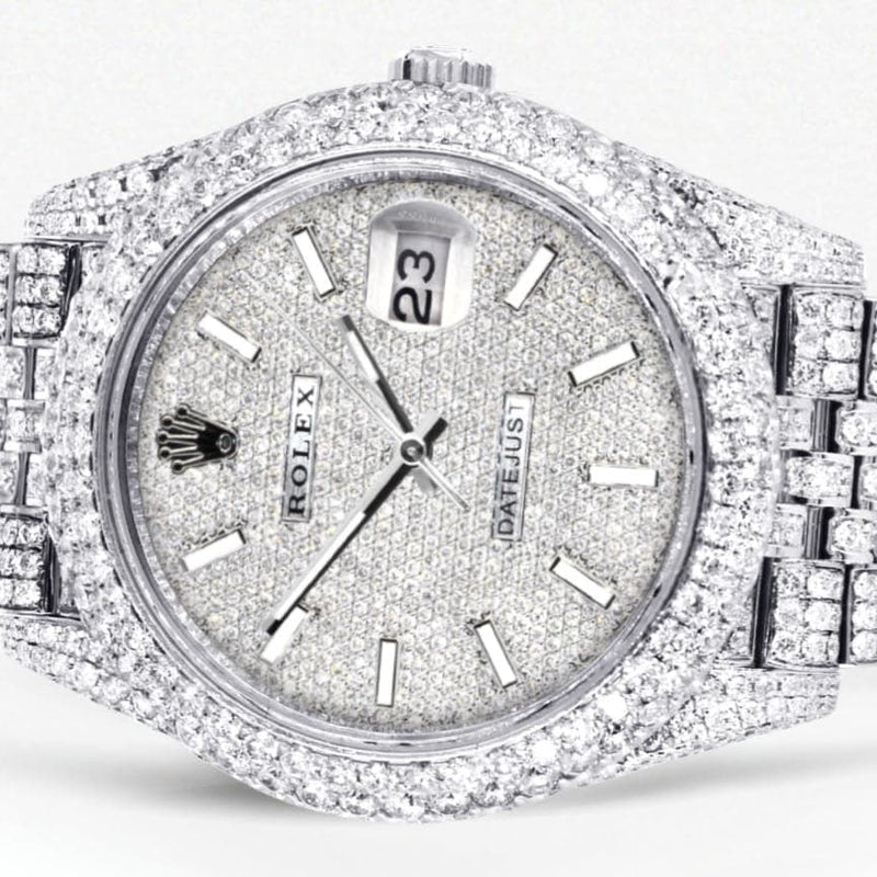 Diamond Iced Out Rolex Datejust 41 | 25 Carats Of Diamonds | Custom Diamond Dial | Two Row | Jubilee Band