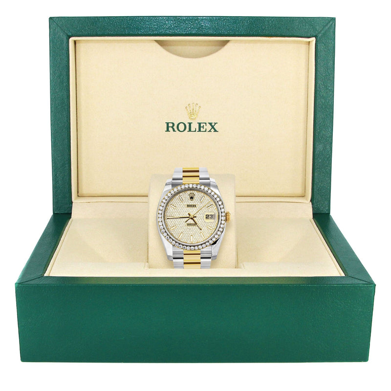 116233 | Diamond Gold Rolex Watch For Men | 36MM | Diamond Dial | Oyster Band