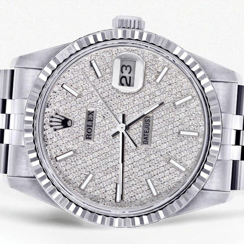 Mens Rolex Datejust Watch 16200 | Fluted Bezel | 36Mm | Diamond Dial | Jubilee Band