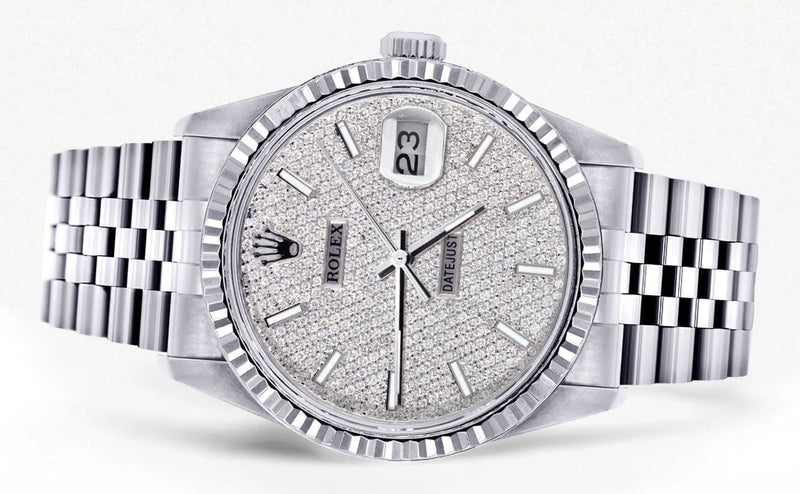 Mens Rolex Datejust Watch 16200 | Fluted Bezel | 36Mm | Diamond Dial | Jubilee Band