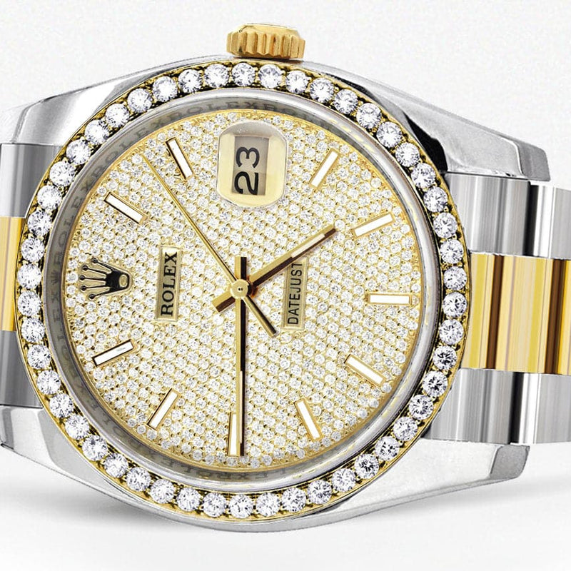 116233 | Diamond Gold Rolex Watch For Men | 36MM | Diamond Dial | Oyster Band