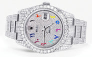 Iced Out Rolex Datejust 36 MM | Stainless Steel | 16.5 Carats of Diamonds | Full Diamond Color Arabic Diamond Dial | Oyster Band