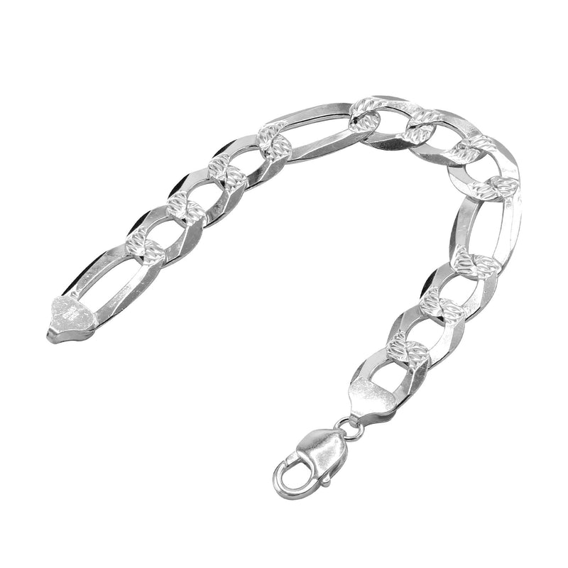 Silver Diamond Cut Figaro Bracelet