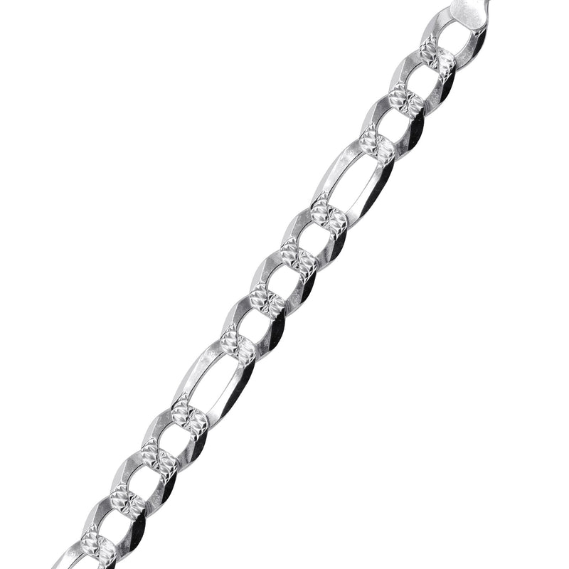 Silver Diamond Cut Figaro Bracelet