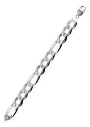 Silver Diamond Cut Figaro Bracelet