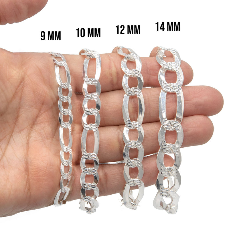 Silver Diamond Cut Figaro Bracelet