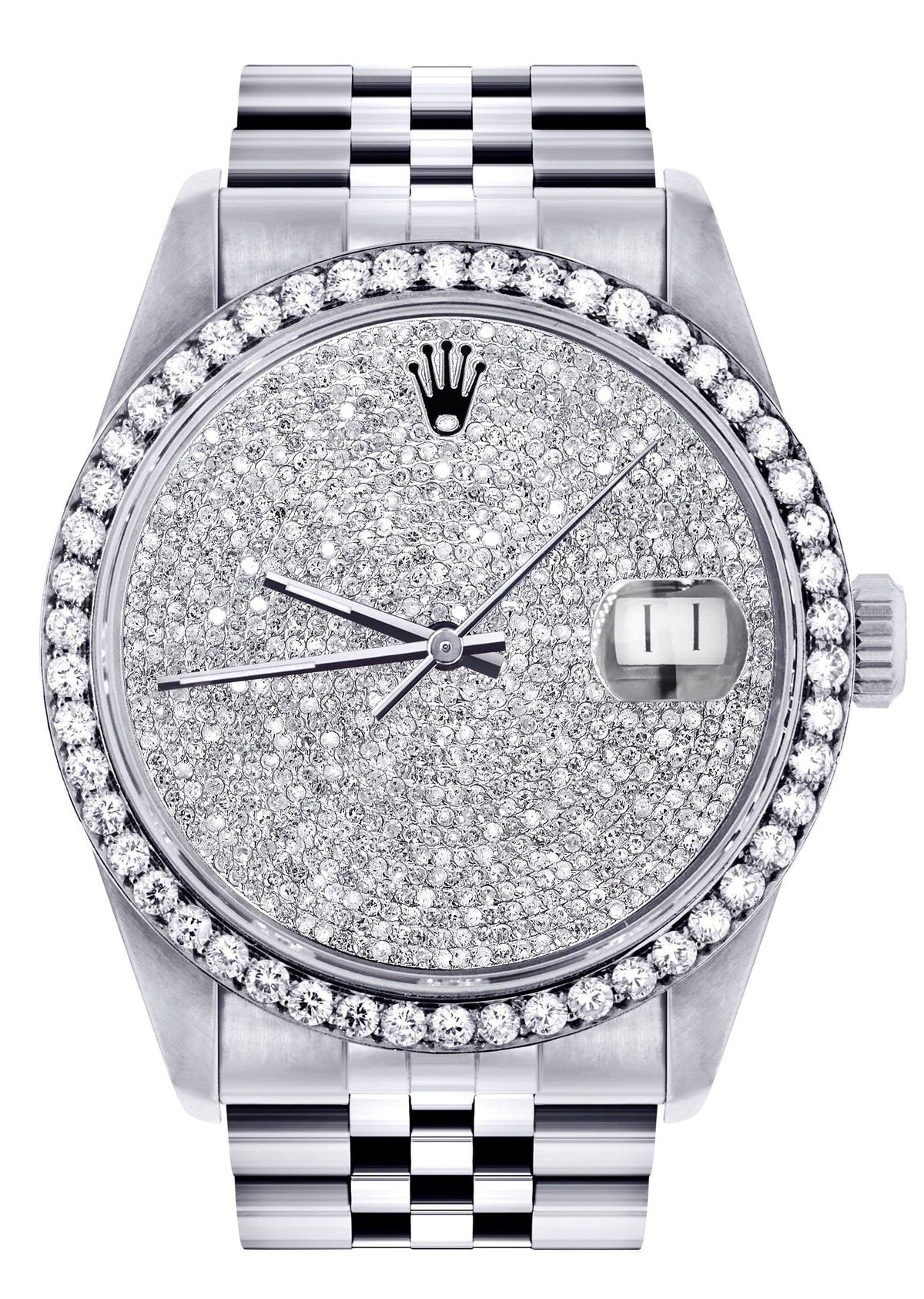 Mens Diamond Rolex Datejust Watch 16200  | 36MM | Fully Iced Out Diamond Dial | Jubilee Band