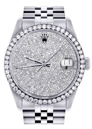 Mens Diamond Rolex Datejust Watch 16200  | 36MM | Fully Iced Out Diamond Dial | Jubilee Band