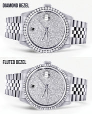 Mens Diamond Rolex Datejust Watch 16200  | 36MM | Fully Iced Out Diamond Dial | Jubilee Band