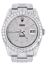 Iced Out Rolex Datejust 36 MM | Stainless Steel | 16.5 Carats of Diamonds | Full Diamond Diamond Dial | Oyster Band | Model 116200