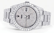 Iced Out Rolex Datejust 36 MM | Stainless Steel | 16.5 Carats of Diamonds | Full Diamond Diamond Dial | Oyster Band | Model 116200