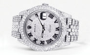 Diamond Iced Out Rolex Datejust 41 | 25 Carats Of Diamonds | Custom Roman Numeral Diamond Dial | Two Row | Jubilee Band