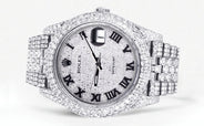 Womens Diamond Iced Out Rolex Datejust 41 | 25 Carats Of Diamonds | Custom Roman Numeral Diamond Dial | Two Row | Jubilee Band
