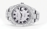 Diamond Iced Out Rolex Datejust 41 | 25 Carats Of Diamonds | Custom Roman Numeral Diamond Dial | Two Row | Oyster Band