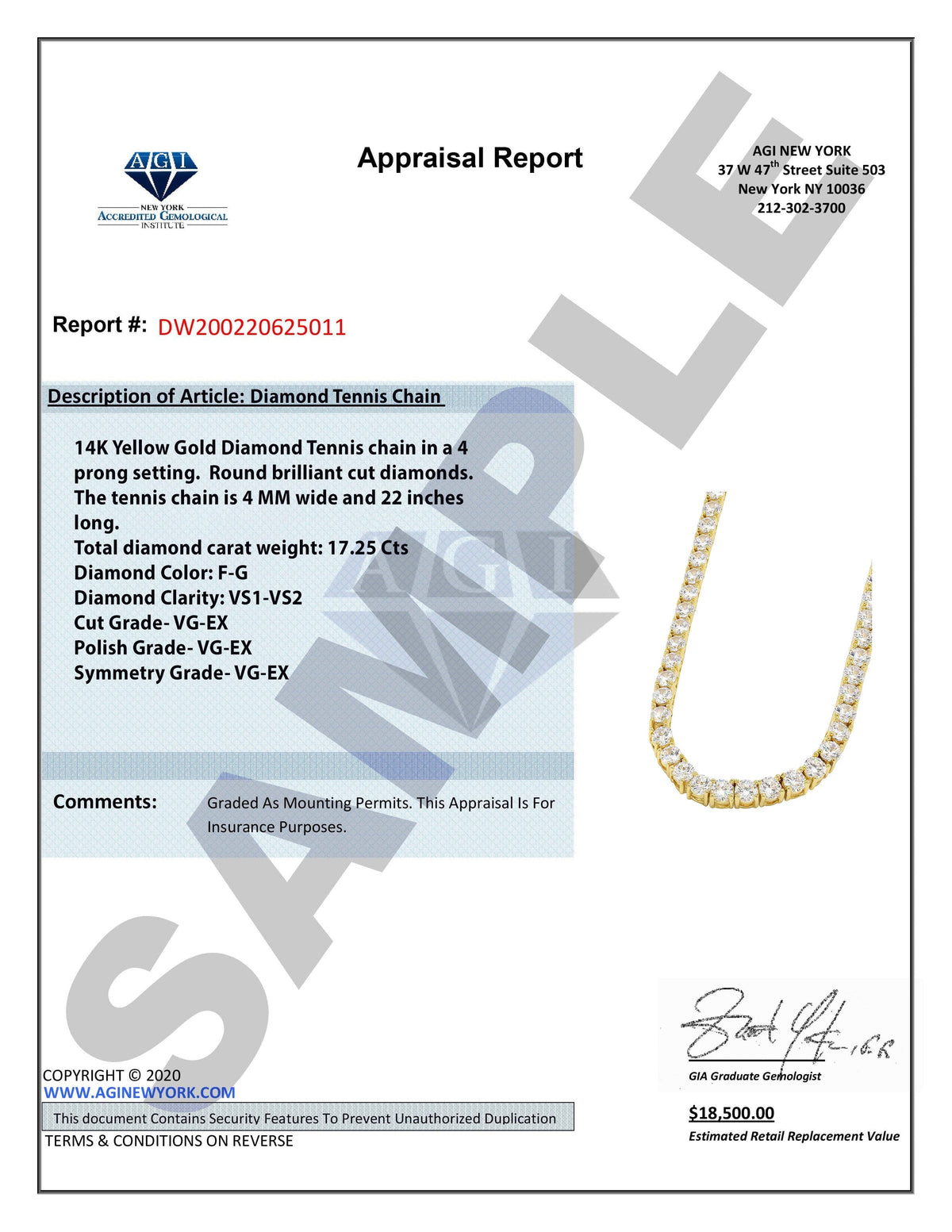Mens Diamond Tennis Chain