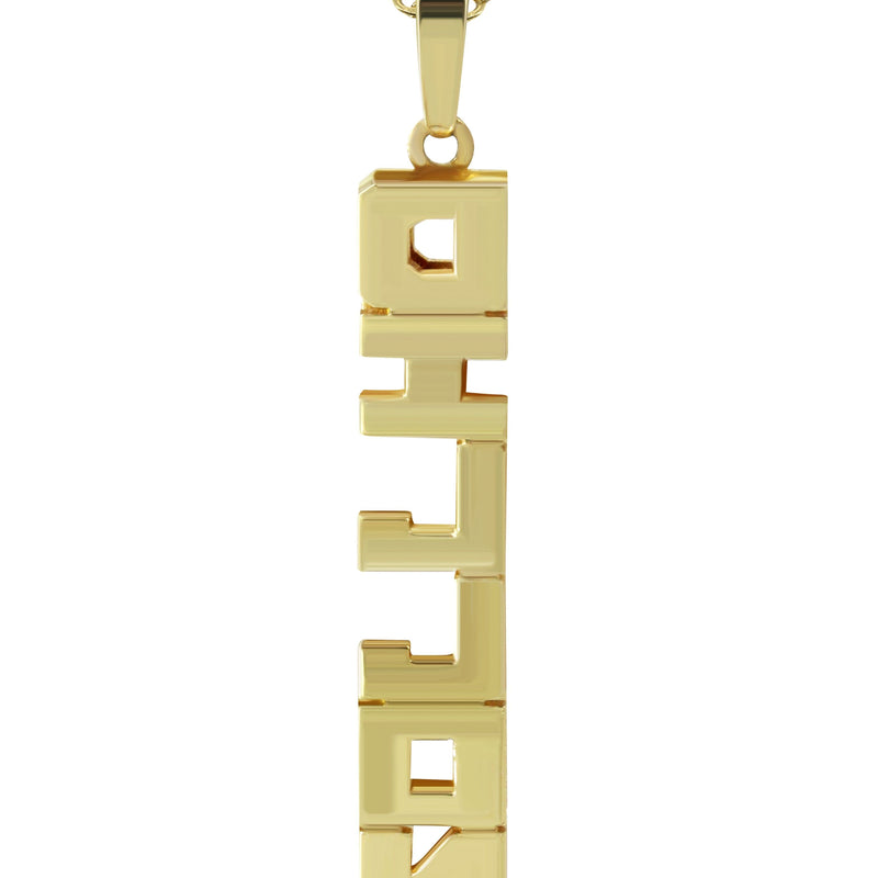 14K Gold  Vertical Text Name Plate Necklace | Style #55