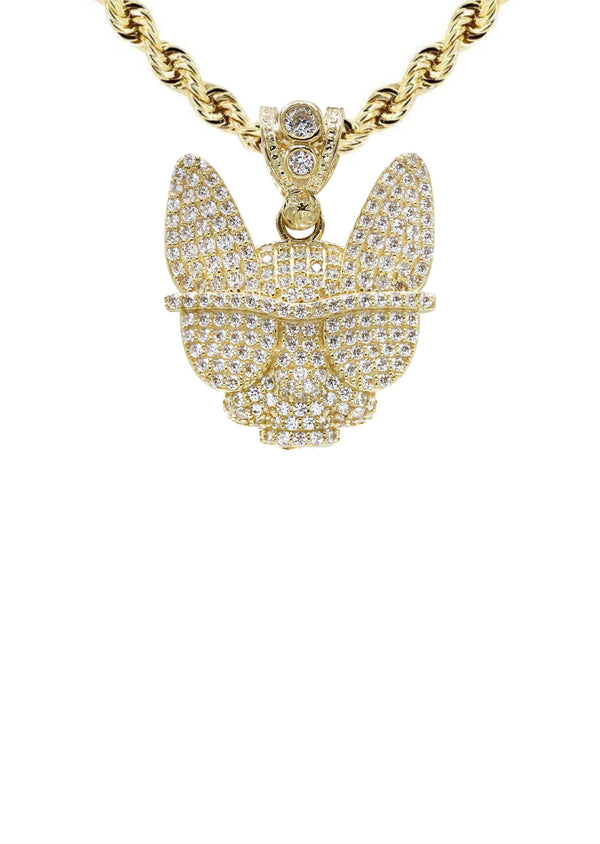 10K Yellow Gold Dog With Glasses Necklace | Appx. 15.8 Grams