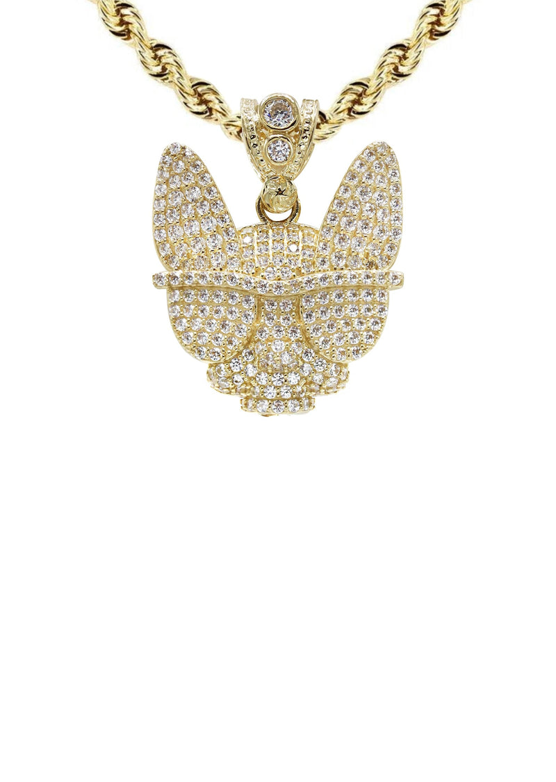 10K Yellow Gold Dog With Glasses Necklace | Appx. 15.8 Grams