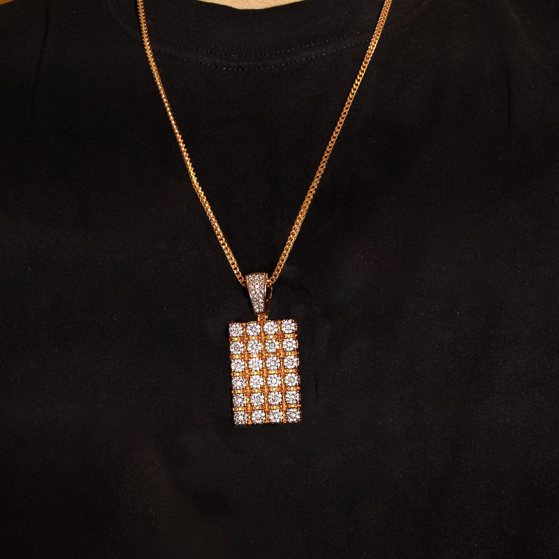 Mens Gold Plated Franco Chain & Dog Tag Pendant | Appx. 40.2 Grams