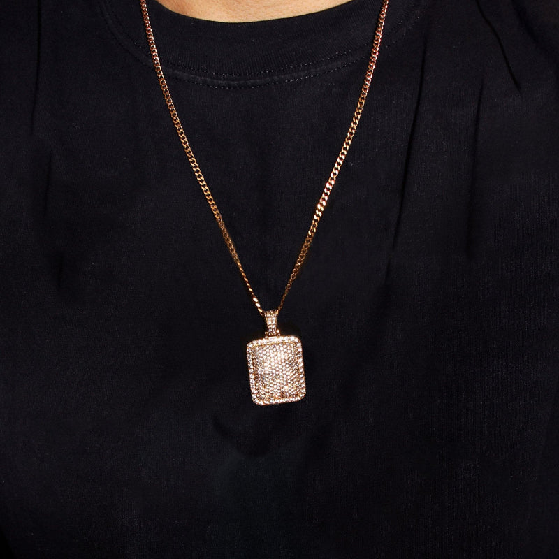 Mens Gold Plated Rope Chain & Dog Tag Pendant | Appx. 21.5 Grams