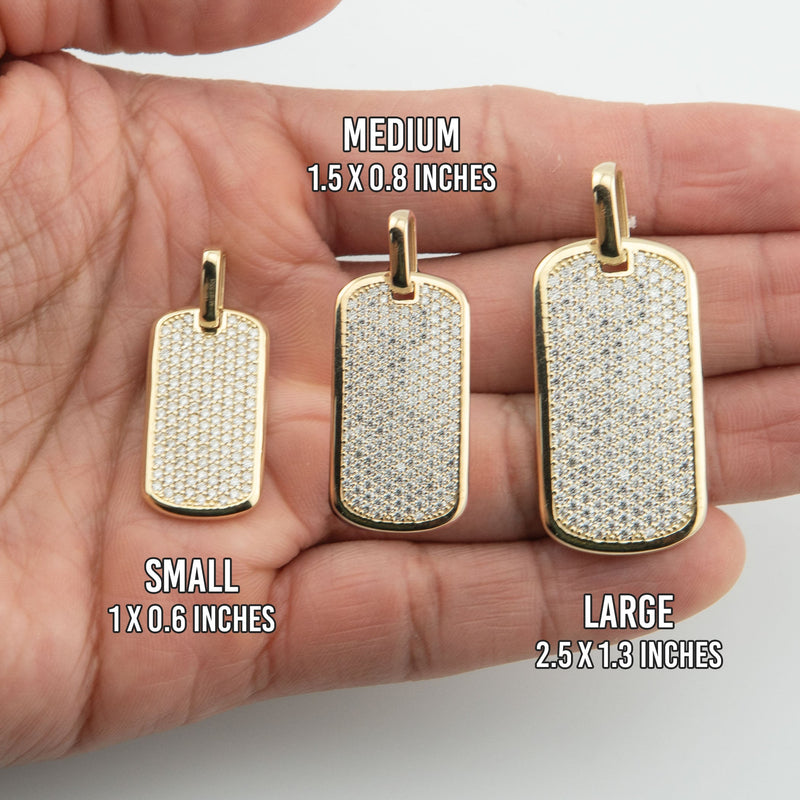 Men's VVS Lab Diamond Customizable Yellow Gold Dog Tag Necklace Pendant