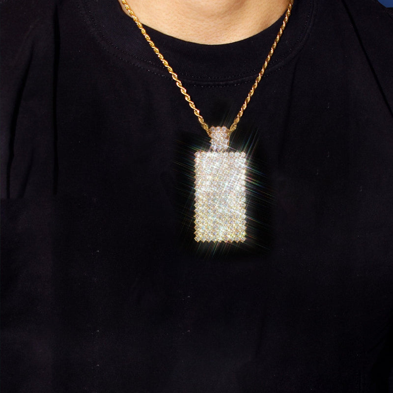Mens Gold Plated Franco Chain & Dog Tag Pendant | Appx. 28 Grams