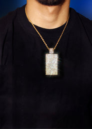 Mens Gold Plated Franco Chain & Dog Tag Pendant | Appx. 28 Grams