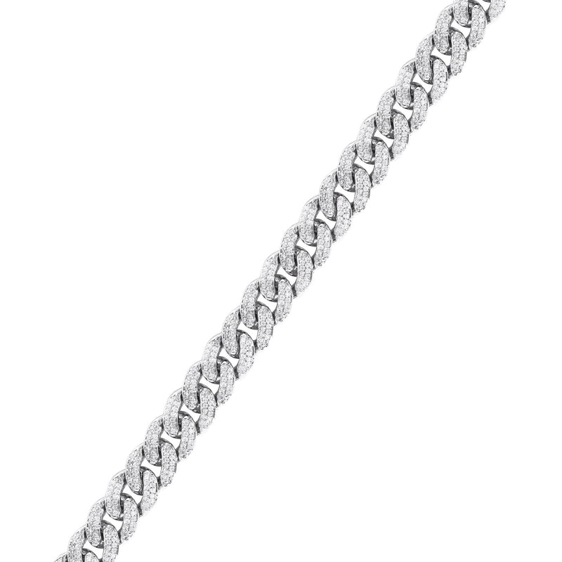 Silver White Iced Out Miami Cuban Bracelet