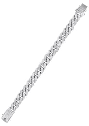 Silver White Iced Out Miami Cuban Bracelet