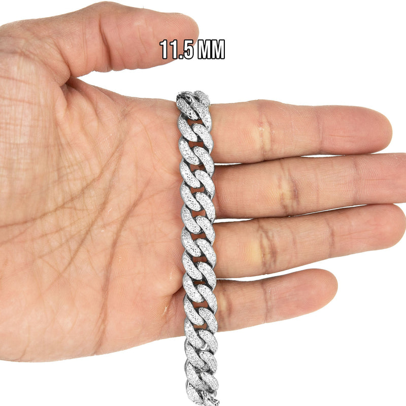 Silver White Iced Out Miami Cuban Bracelet