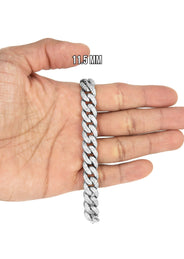 Silver White Iced Out Miami Cuban Bracelet